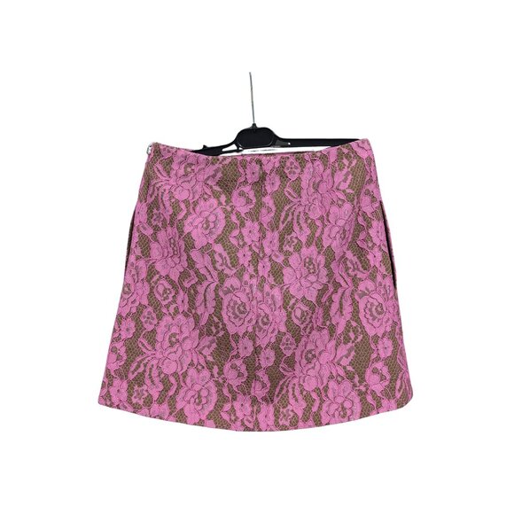 CeCe Pink Floral Lace Mini Skirt | Lined | Feminine Party Skirt - Picture 3 of 6